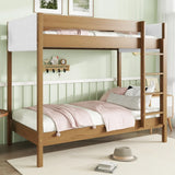 Twin Over Twin Rubber Wood Teddy Fleece Upholstered Bunk Bed - Omega Lifestyles