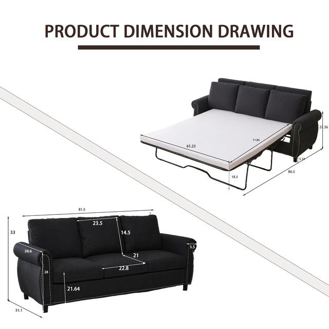 Modern Linen 2-in-1 Sleeper Sofa Bed With Memory Foam Mattress - Omega Lifestyles