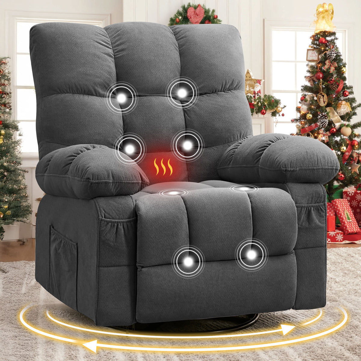 Oversized Soft Massage Rocker Recliner Chair With Heating