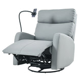 Modern Blue Gray PU Swivel Rocker Recliner Chair - Omega Lifestyles