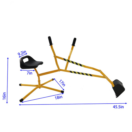 Interactive Yellow Metal Riding Excavator Toy With Bucket Control - Omega Lifestyles