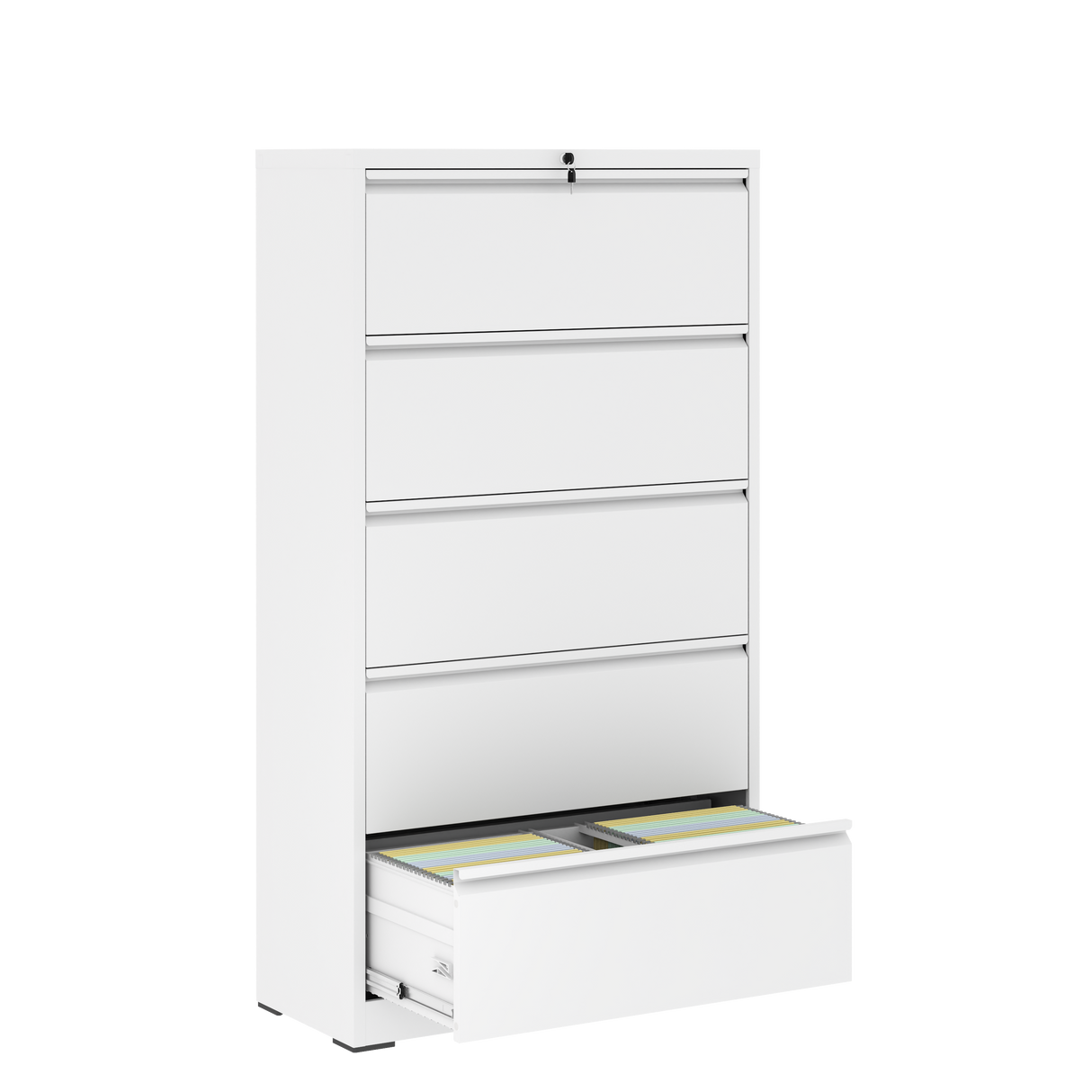 Modern 5-Drawer Steel Lateral Filing Cabinet With Lock