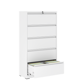 Modern 5-Drawer Steel Lateral Filing Cabinet With Lock