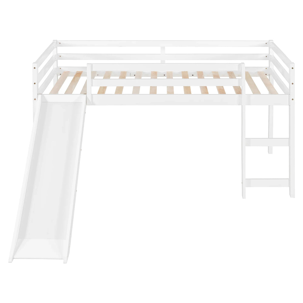 Twin Solid Wood Loft Bed With Ladder And Slide - Omega Lifestyles