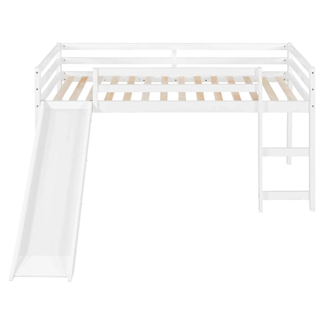 Twin Solid Wood Loft Bed With Ladder And Slide - Omega Lifestyles