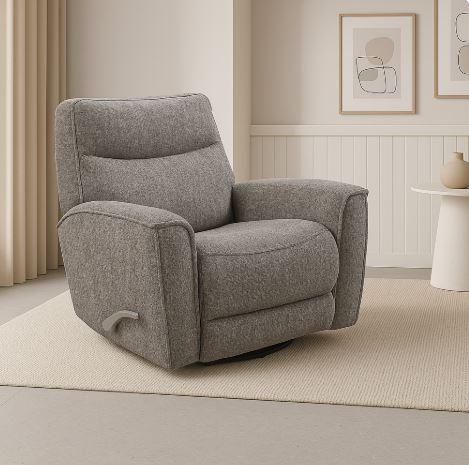 Manual Swivel Chenille Fabric Recliner With Chrome Lever - Omega Lifestyles