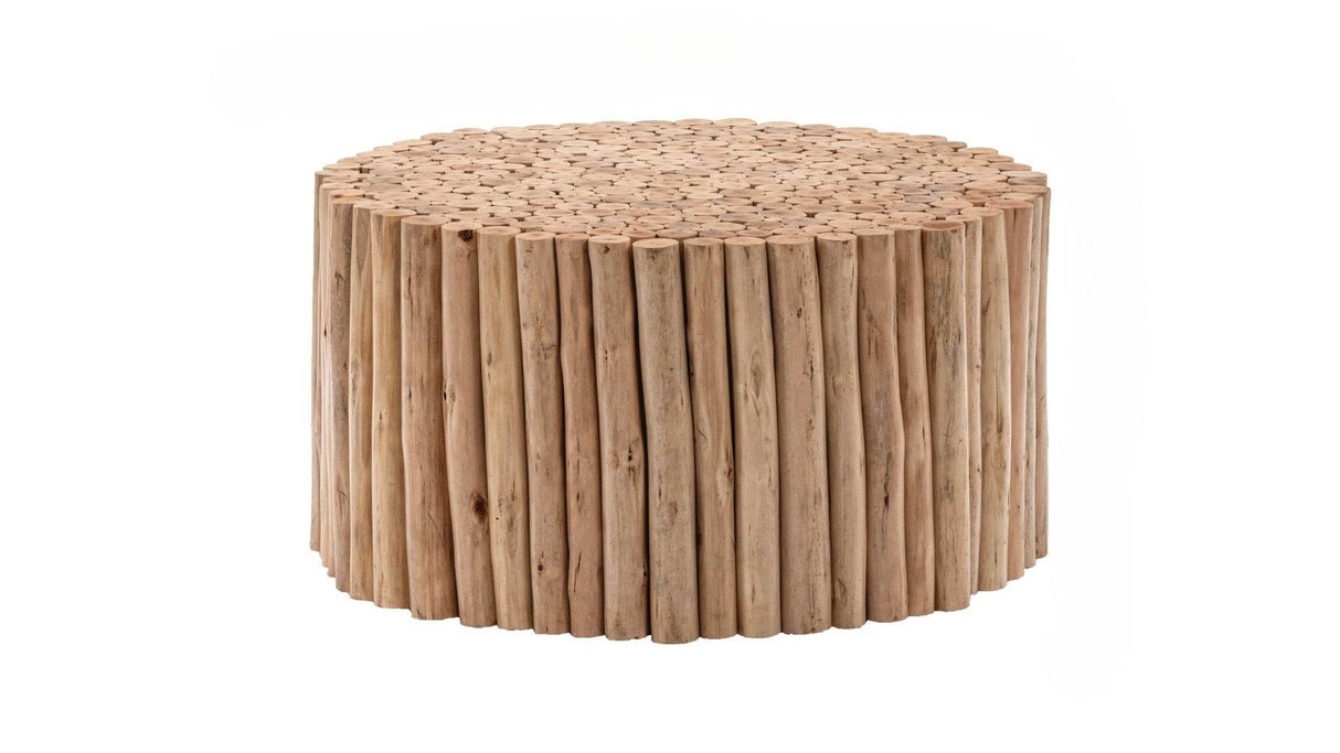 Modern Natural Wood Round Coffee Table With Storage - Omega Lifestyles