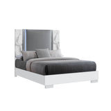 White Marble LED Accent Lighting Queen Bed Frame