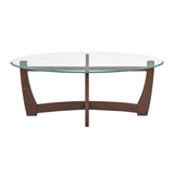 48-Inch Oval Cherry Wood Tempered Glass Coffee Table - Sleep Galleria