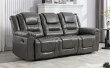 Grey Manual PU Upholstered Home Theater Recliner Chair Set - Omega Lifestyles