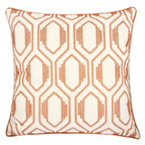 Geometric Embroidered Cotton Throw Pillow Rust Accent