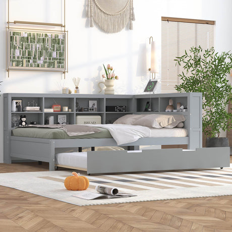 Full Size Wooden Daybed With Trundle USB Charging Station - Omega Lifestyles