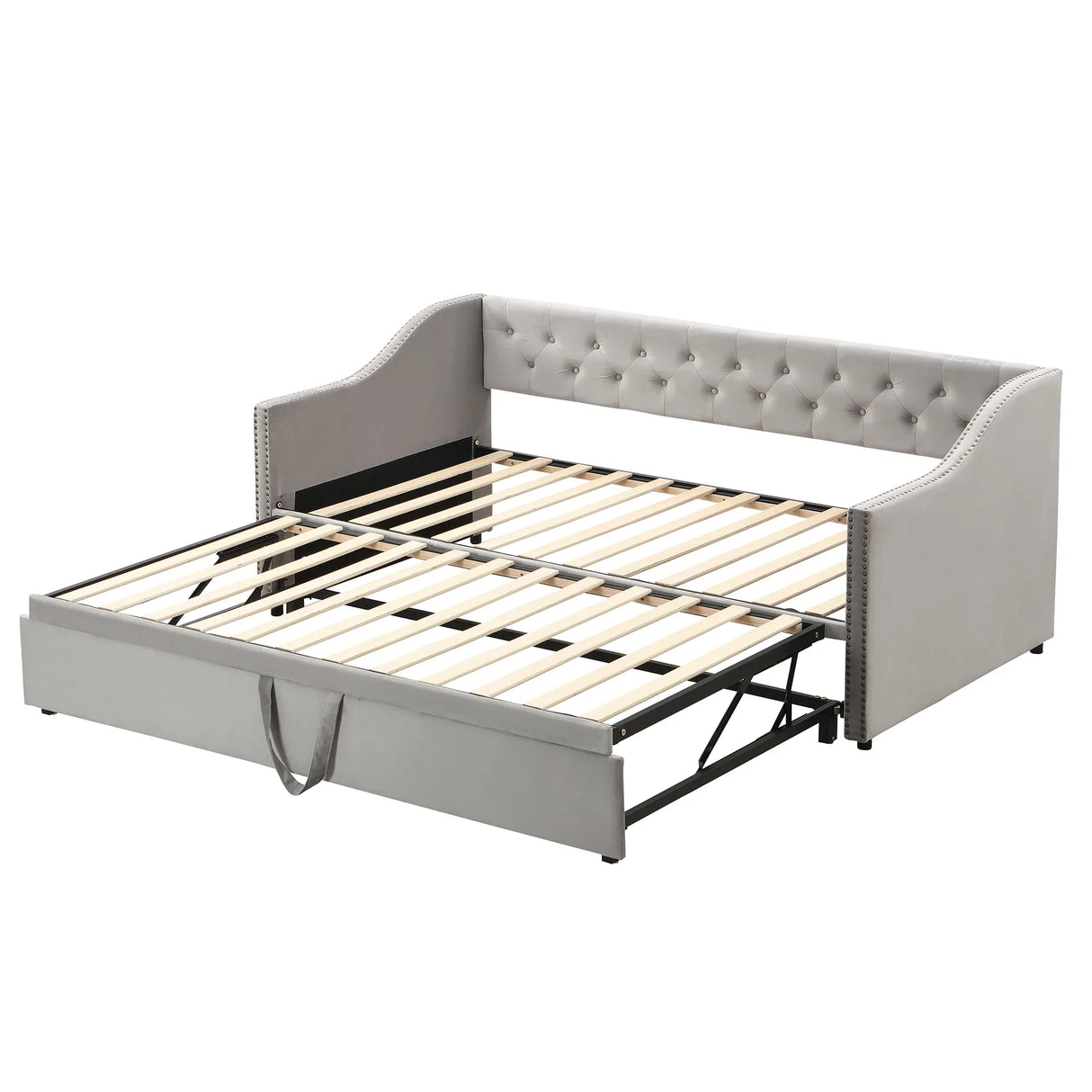 Twin Upholstered Velvet Daybed With Pop-Up Trundle - Omega Lifestyles
