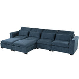 U-Shaped Modular Linen Blend Sofa With Ottomans - Omega Lifestyles