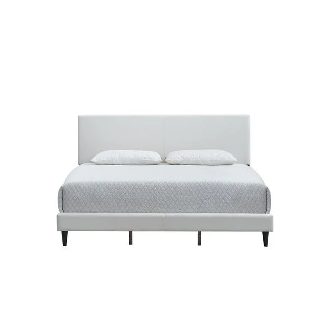 King Upholstered Adjustable Height White Faux Leather Bed Frame - Omega Lifestyles
