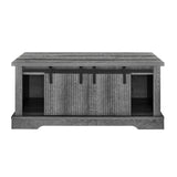 Rustic Grey MDF Sliding Barn Door Coffee Table - Omega Lifestyles
