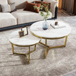 Modern Round Nesting 2-Piece White Marble Coffee Table Set - Sleep Galleria