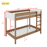 Twin Over Twin Rubber Wood Teddy Fleece Upholstered Bunk Bed - Omega Lifestyles
