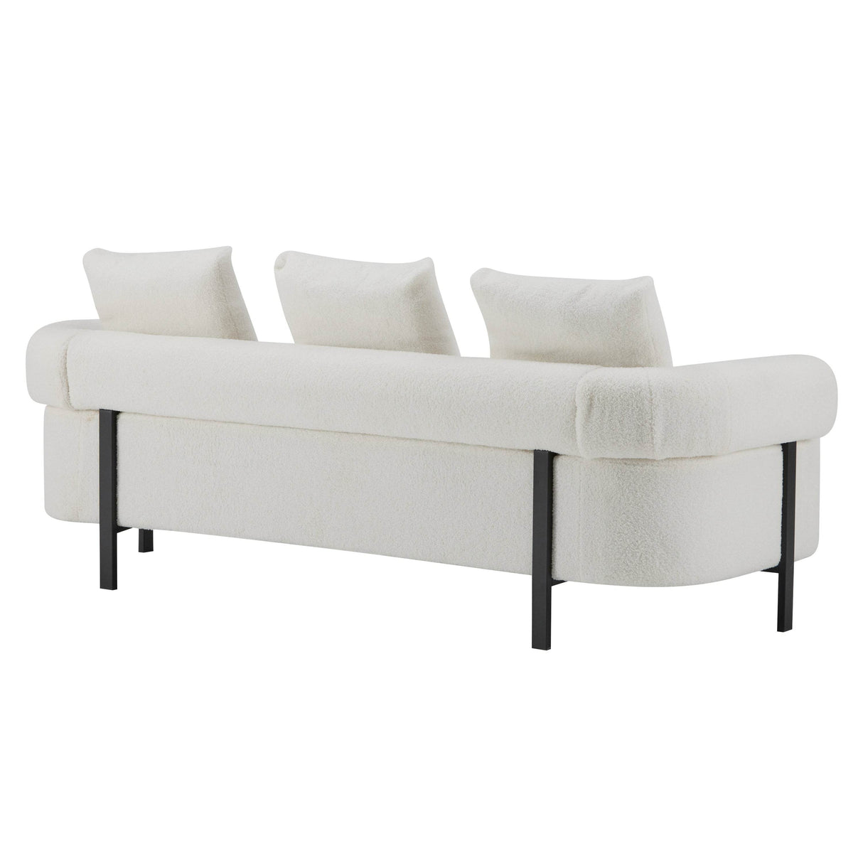 Modern 3-Seater Beige Boucle Upholstered Sofa With Pillows - Omega Lifestyles