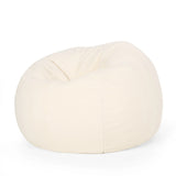 Cream Fabric Foam Filled Rounded Bean Bag Chair - Omega Lifestyles