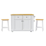 48-Inch Classic Kitchen Island With 2 Bar Stools and Power Outlet - Omega Lifestyles