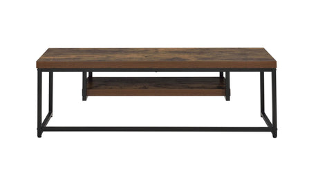 Weathered Oak Black Metal Finish TV Stand - Omega Lifestyles