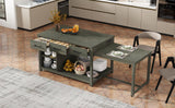 Expandable Retro Kitchen Island With Built-In Power Outlets - Omega Lifestyles