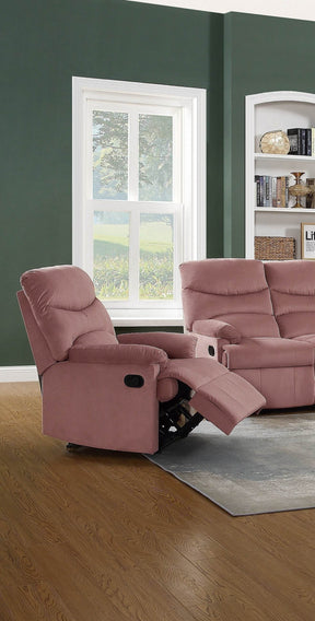 Velvet Blush Pink Manual Handle Recliner Chair - Omega Lifestyles