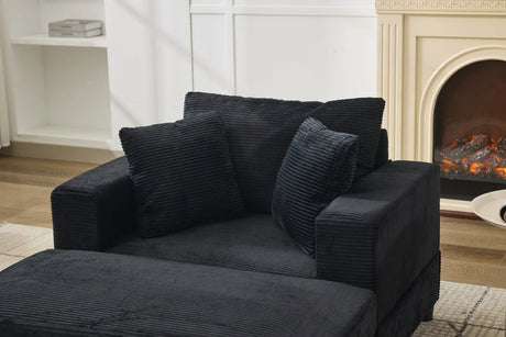 Corduroy Chaise Lounge Chair With Removable Ottoman - Omega Lifestyles