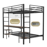 Full Over Twin Metal Bunk Bed With Desk Charging Station - Omega Lifestyles
