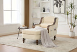 Beige Chenille Upholstered Wide Seat Lounge Chair - Omega Lifestyles