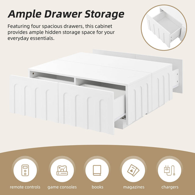 Elegant White MDF TV Stand And Coffee Table Set - Omega Lifestyles