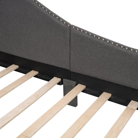 Twin Upholstered Linen Wood Frame Daybed With Armrest - Omega Lifestyles