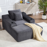 Oversized Corduroy Fabric Twin Sleeper Chaise Lounge Chair