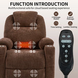 Chenille Power Lift Recliner Chair With Massage Lumbar Heat - Omega Lifestyles