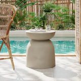 Light Grey Concrete Outdoor Round Top Drum Side Table
