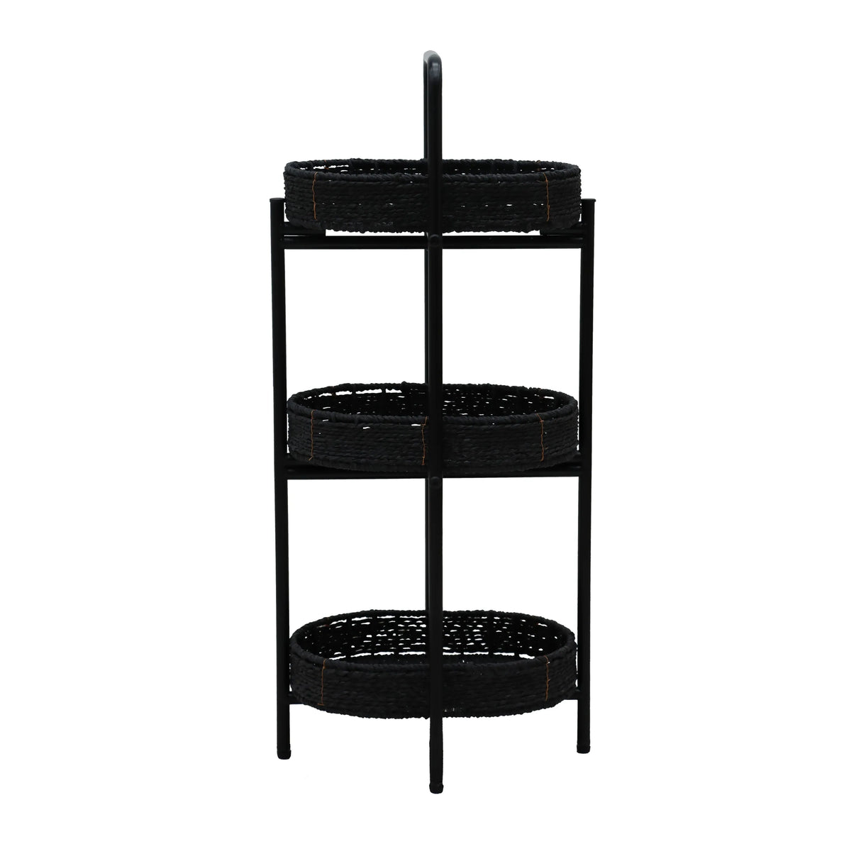 Modern 3-Tier Handwoven Metal Frame Side Table - Omega Lifestyles