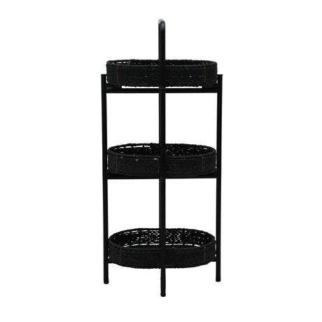Modern 3-Tier Handwoven Metal Frame Side Table - Omega Lifestyles