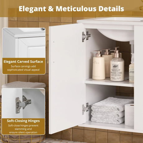 Modern Wall Mounted Bathroom Cabinet With Ceramic Sink - Omega Lifestyles