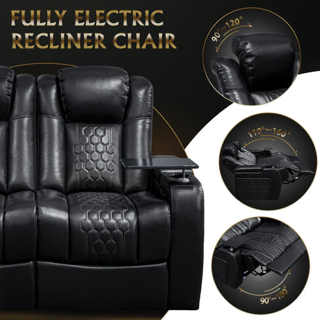 Top-Grain Nappa Leather Power Recliner With RGB Lighting - Omega Lifestyles
