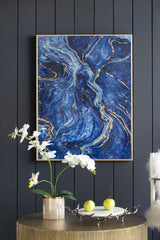 Set Of 2 Blue And Gold Framed Art Panels - Omega Lifestyles
