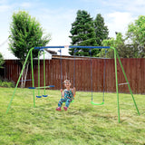 Metal Kids Swing Set With Glider And Adjustable Height - Omega Lifestyles