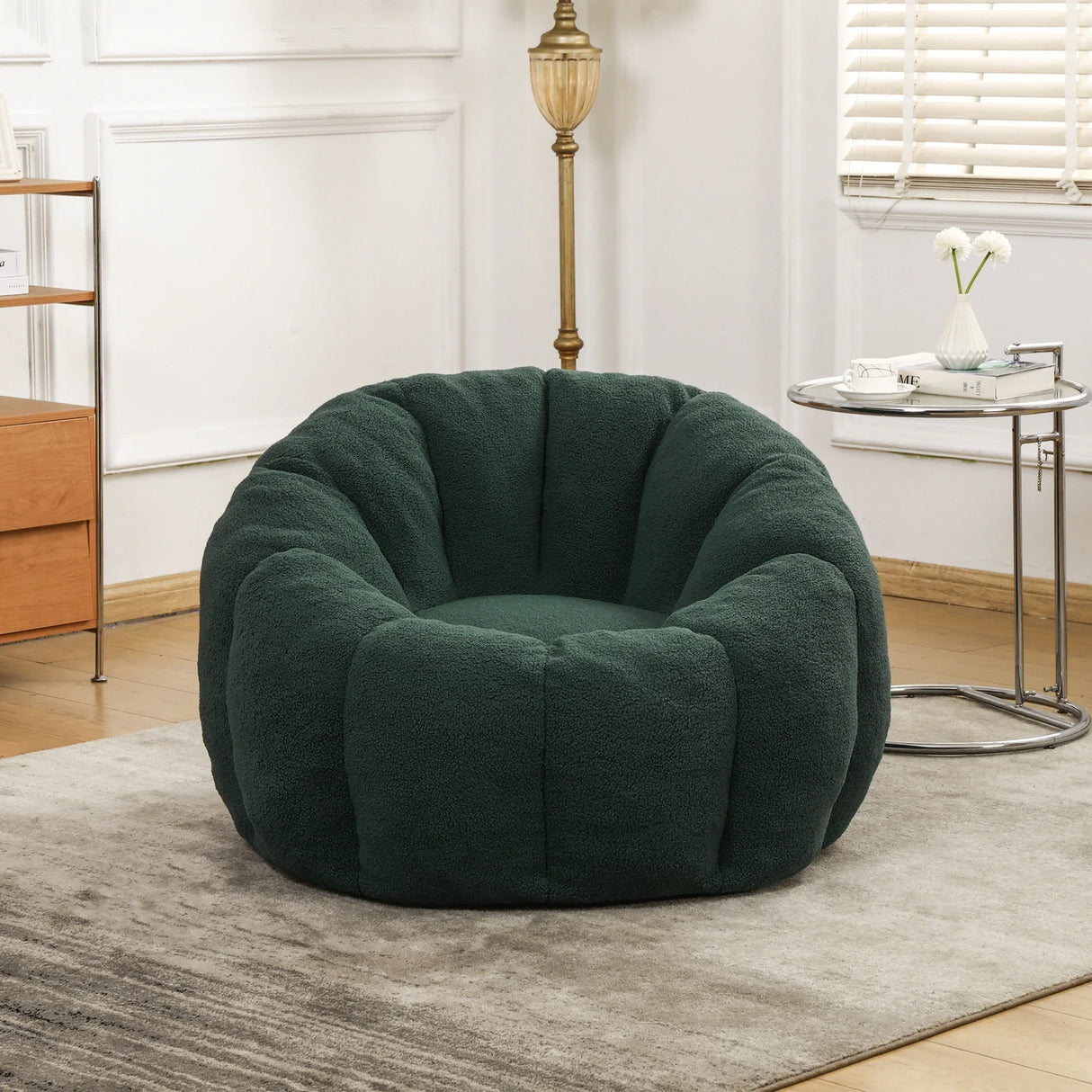 Plush Teddy Fabric Foam Filled Bean Bag Chair - Omega Lifestyles