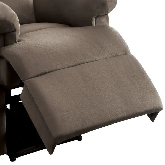 Light Brown Fabric Motion Recliner With Plush Pillow-Top Arms - Omega Lifestyles