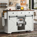 Farmhouse Kitchen Island Rolling Cart With Power Outlet - Omega Lifestyles