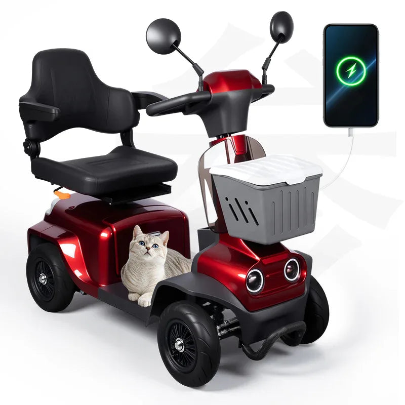 Heavy Duty 4 Wheel Mobility Scooter With Magnetic Brake - Omega Lifestyles