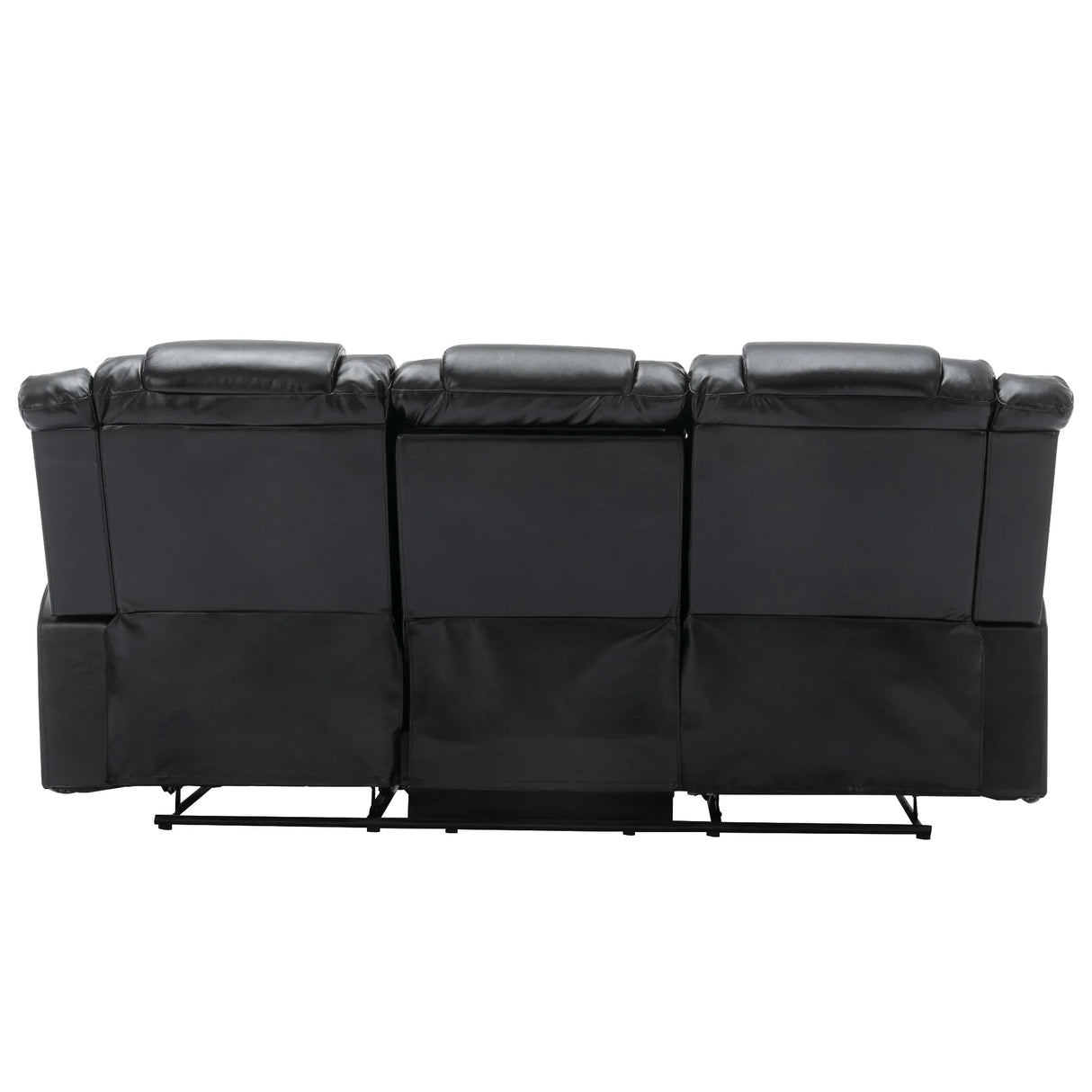 3 Seater Manual Recliner Chair With Cup Holders Black PU - Omega Lifestyles