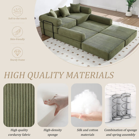 Convertible Folding Corduroy Memory Foam Sofa Bed - Omega Lifestyles