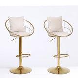 Set Of 2 Off-White Velvet 360-Degree Rotation Bar Chairs - Omega Lifestyles