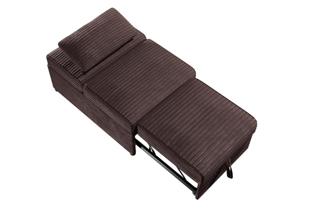 Contemporary Chocolate Corduroy Convertible Sleeper Sofa Chair - Omega Lifestyles
